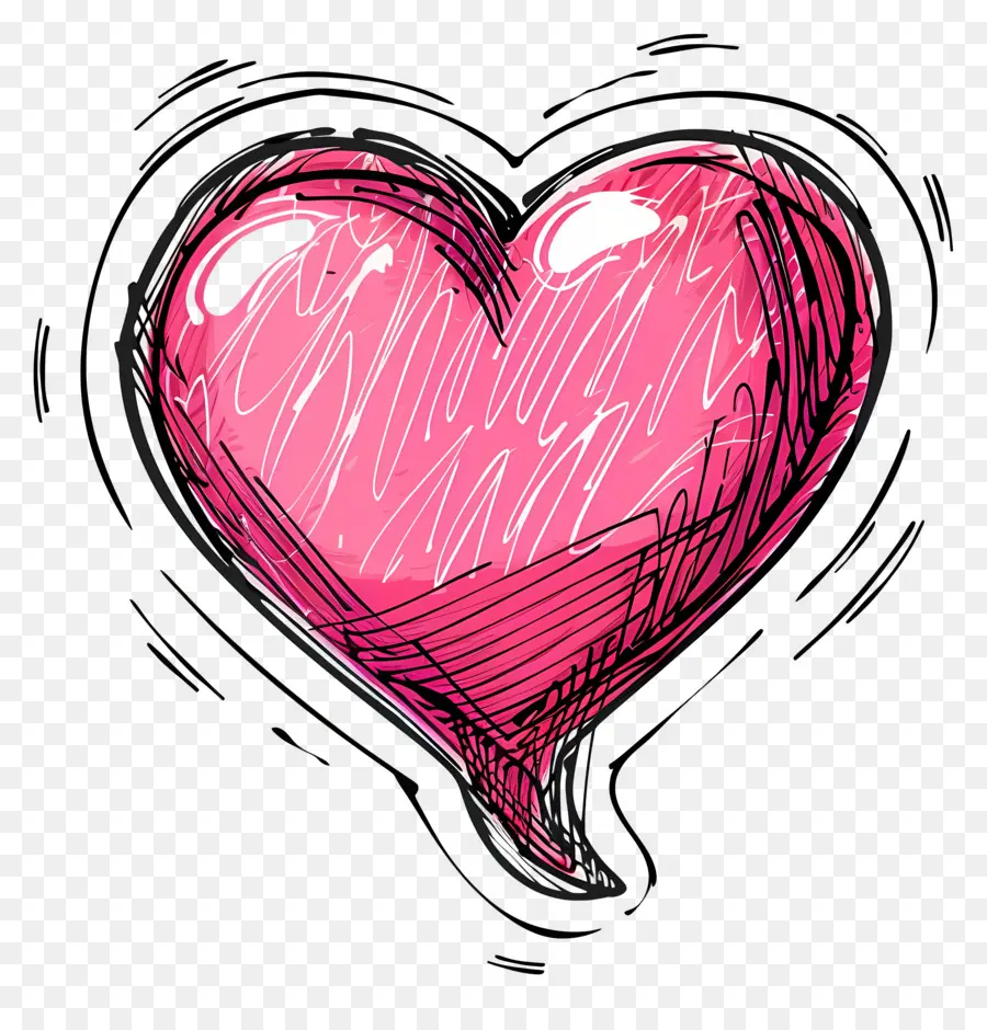 Herzform - Rosa Herz auf schwarzem Hintergrund, anatomische Details sichtbar
