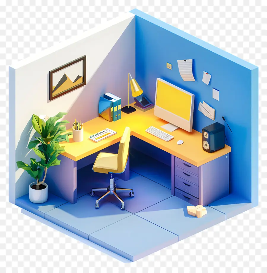 Workroom Home Office Computer Desk Arbeitsbereich Modernes Interieur - Moderner Büroräume mit Computertisch