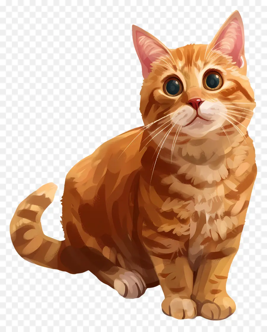 trái cam - Con mèo màu cam với đôi mắt màu xanh lá cây ngồi xuống