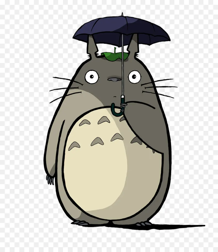 Studio Ghibli Japanische Animation Hayao Miyazaki Anime Cartoon Charakter - Süßer Anime -Charakter trägt Regenschirm; 
ähnelt Totoro