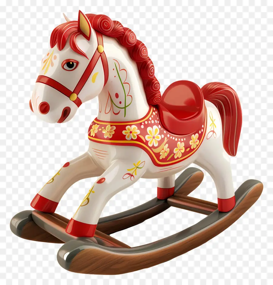 Cavallo a dondolo giocattolo a dondolo giocattolo in plastica in legno cavallo dondolo rosso e bianco cavallo a dondolo - Cavallo da giro giocattolo rosso e bianco