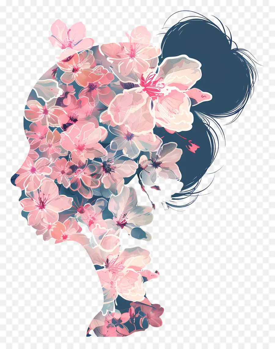 barbie head silhouette woman silhouette flowers meditation