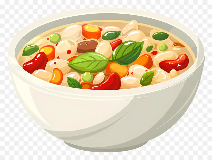 pasta e fagioli zuppa calda zuppa verdura zuppa zuppa salutare - Zuppa di verdure colorate e noodle nella ciotola