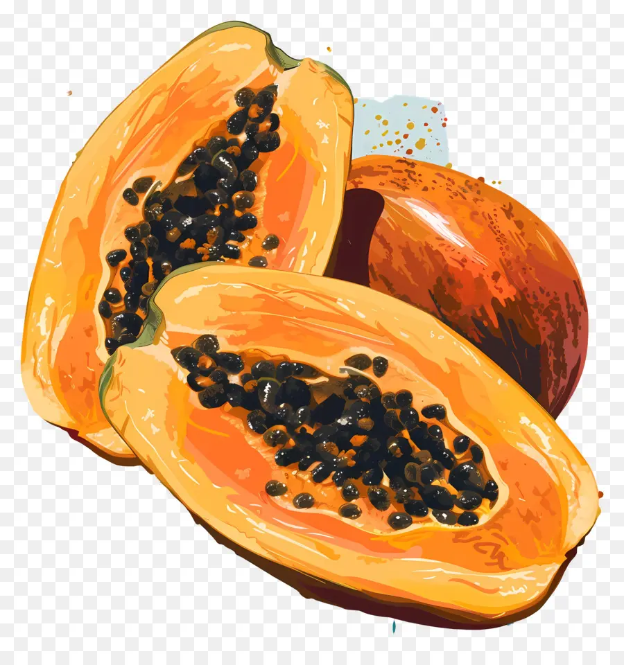 Hand Gezeichnet - Handgezogene Illustration von reifen Papayas