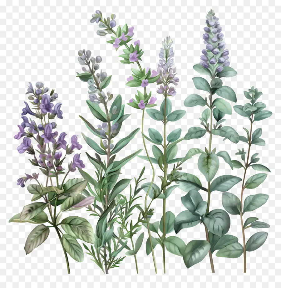 Piante di erbe Sage selvatiche Fiori viola giardino - Piante salvia selvatiche con fiori viola