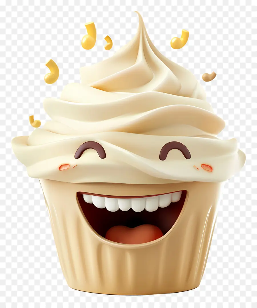 Musik Noten - Lächelnde Cupcake mit Musiknoten Dekoration