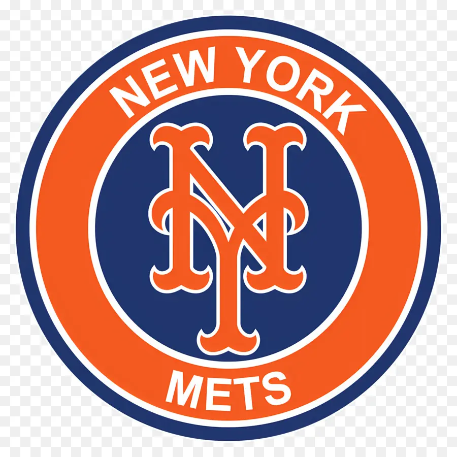 arancione - Logo circolare di New York Mets con mascotte