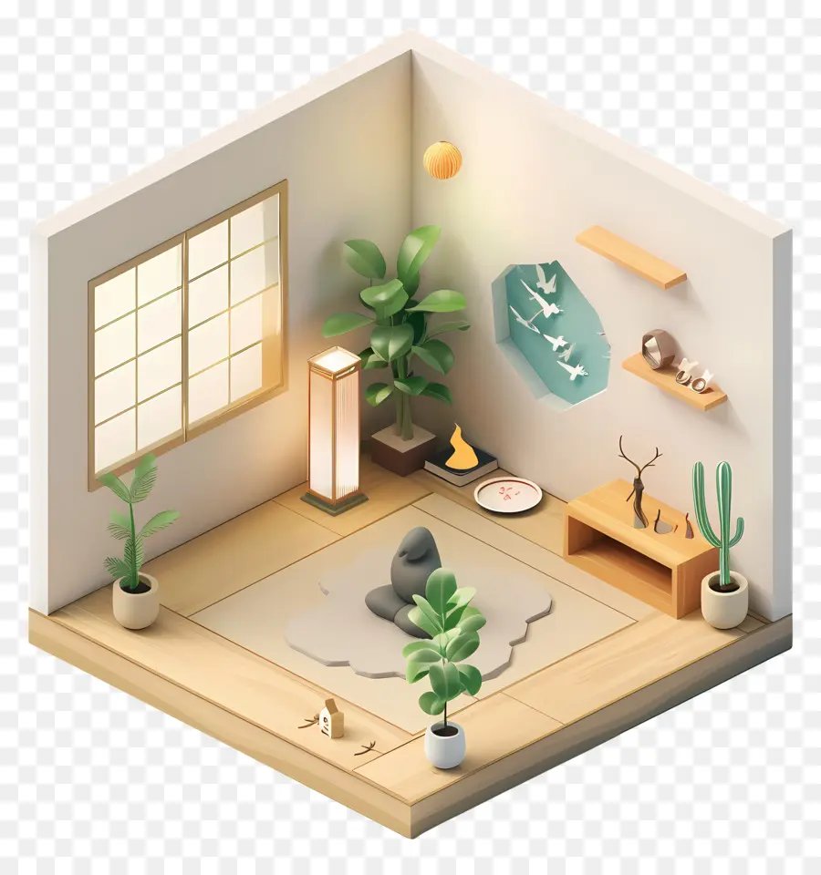 pavimento in legno - Camera ben illuminata con piante, oggetti, soffitto inclinato