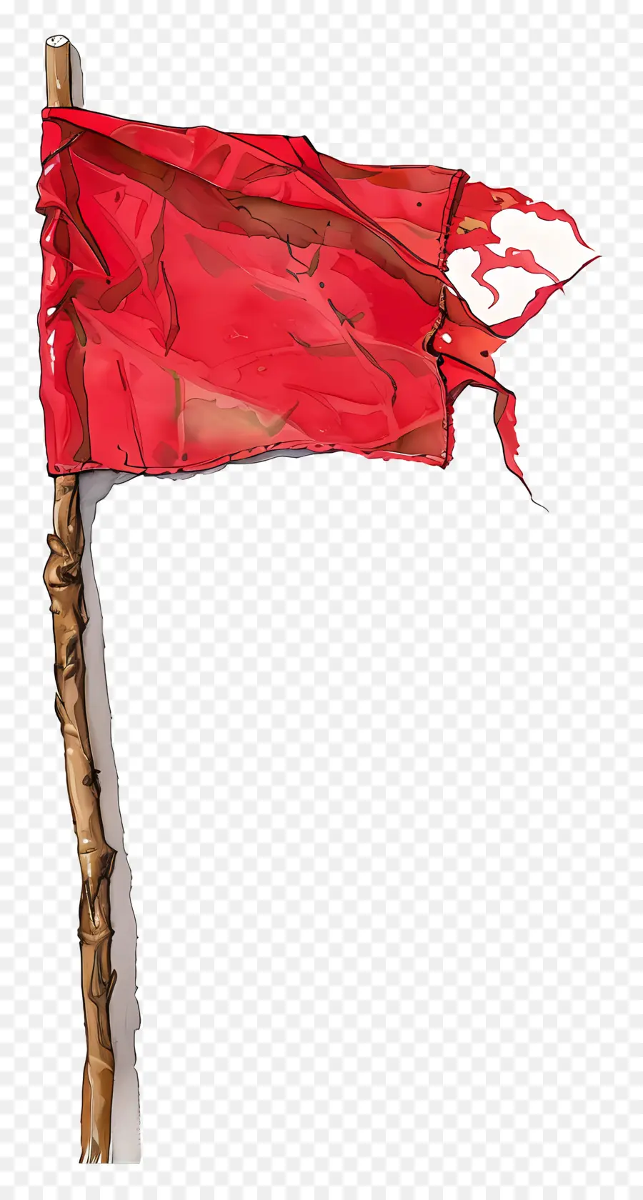 Fandiera rossa numero 3 Simbolo di scintilla di stoffa - Bandiera rossa con il numero 3 che soffia lateralmente