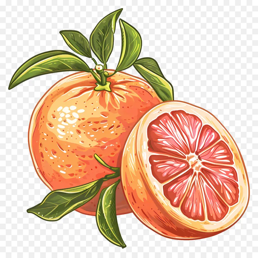 Grapefruits Grapefruit Citrus Gesunde Früchte - Frischer Grapefruit mit grünen Blättern, appetitliches Aussehen