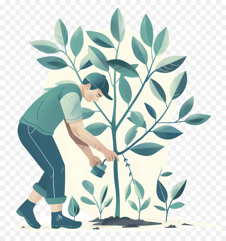 Tree Tree Gardening tưới cây trồng cây bảo trì vườn cây - Người đàn ông trong nhà máy tưới vườn với tưới nước có thể