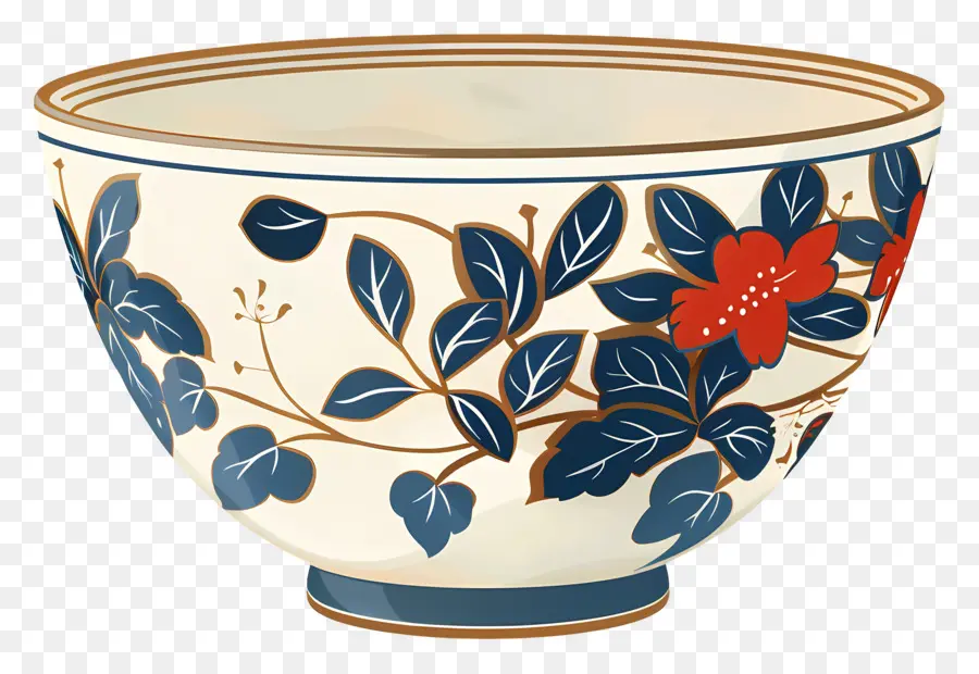 disegno floreale - Ciotola da tè in ceramica vintage con design floreale