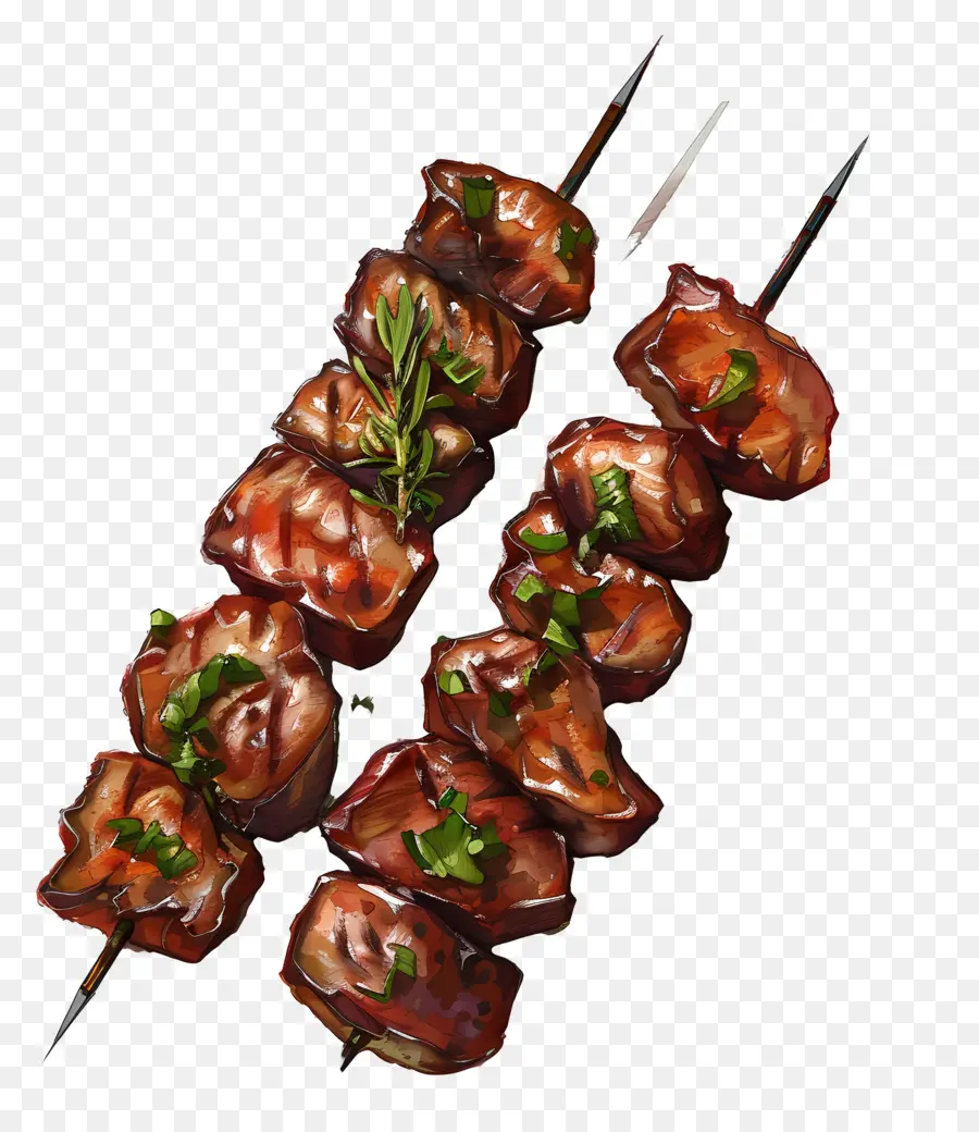 Rosmarin - Juicy Gegrillte Hühnchen -Kebabs mit Gemüse und Kräutern