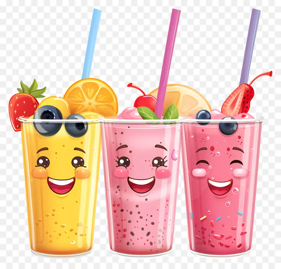 succo di frutta - Bicchieri di succo colorati con bevande fruttate, alta qualità