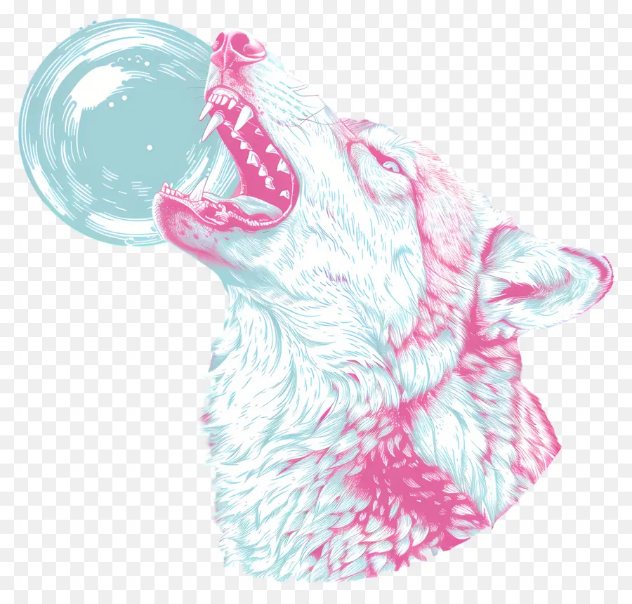 sfondo colorato - Pittura del lupo colorato che tiene una bolla, gli occhi chiusi