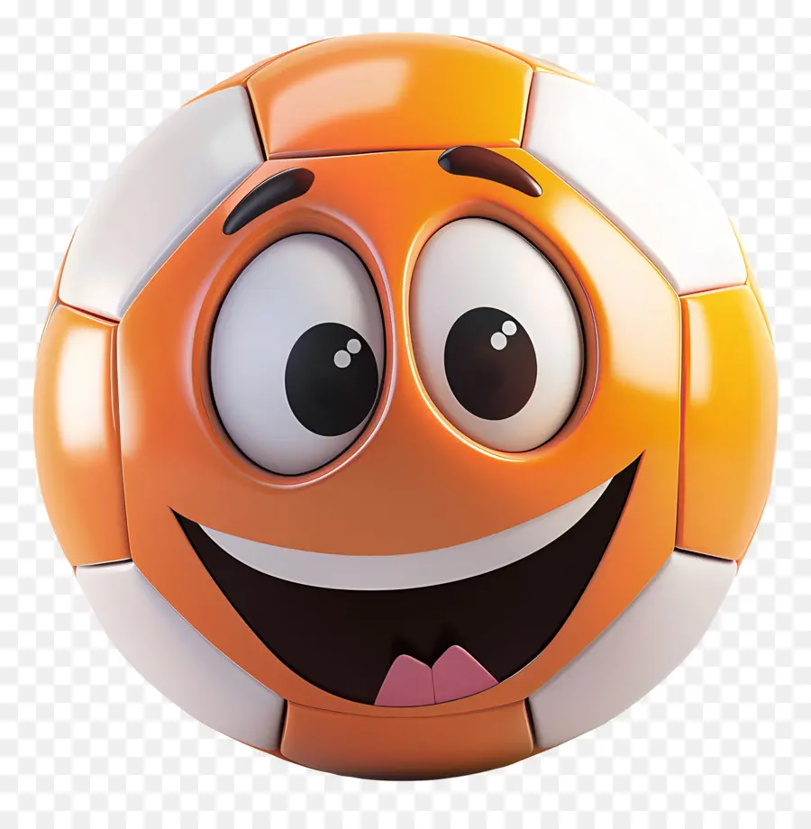 3D Cartoon Ball Cartoon Ball lächelndes Gesicht Orange Ball Öten -Ösenmuster - Happy Orangenkugel mit Ösenmuster