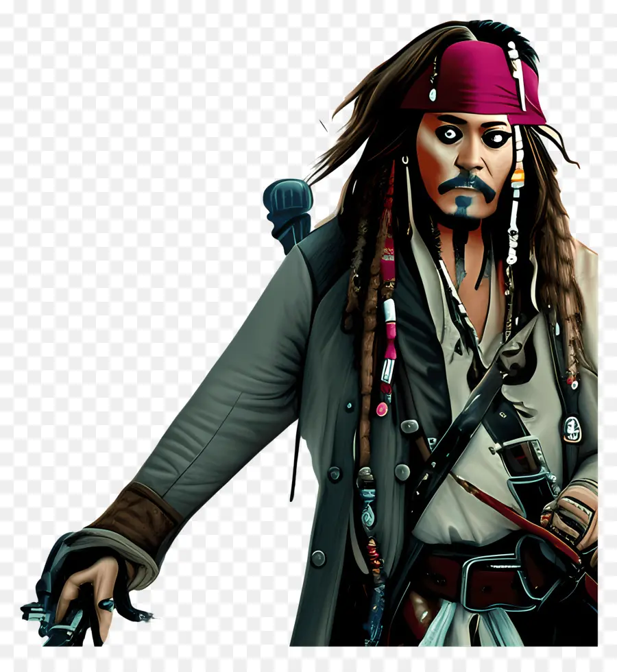 Capitano Jack Sparrow Pirate Pirate Jack Sparrow Red and Black - Pirata in camicia a strisce con armi