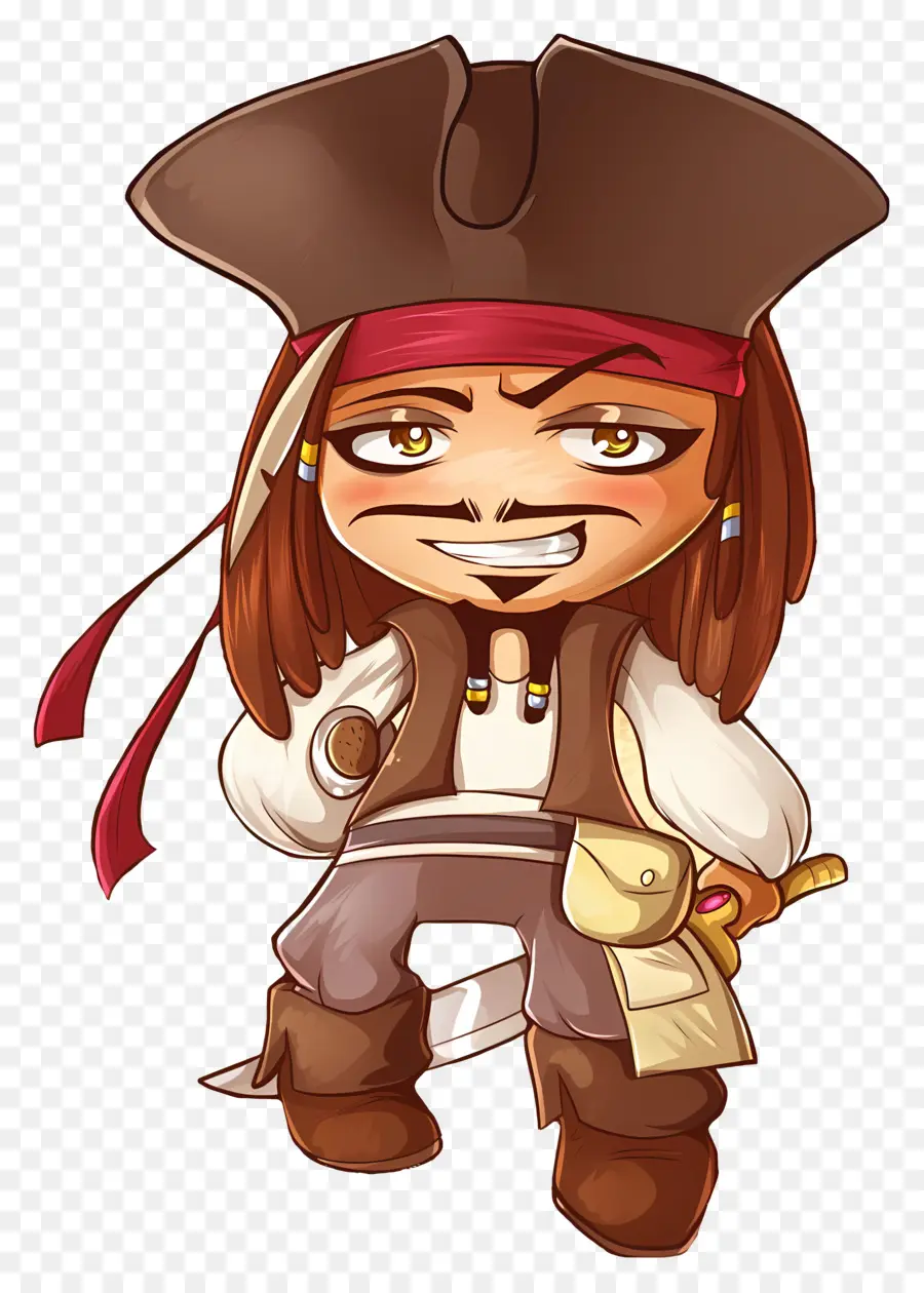 teschio e ossa incrociate - Cartoon Pirate con spada, pistola e cappello da cranio