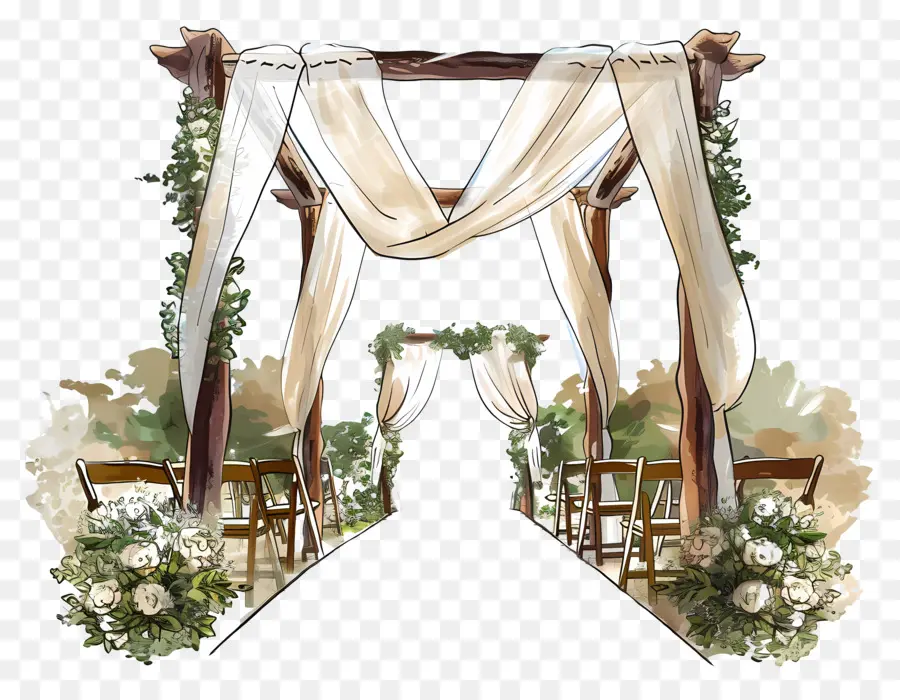outdoor wedding wedding arch flowers greenery vines