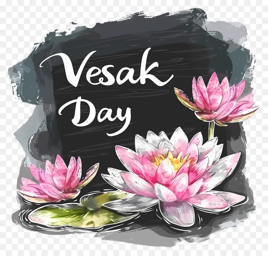 il vesak day - Pittura ad acquerello di fiori di loto rosa