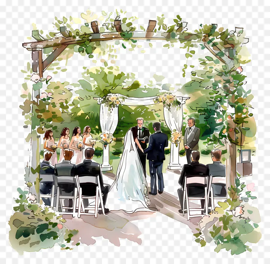 sposa e lo sposo - Coppia di nozze sotto l'arco in natura
