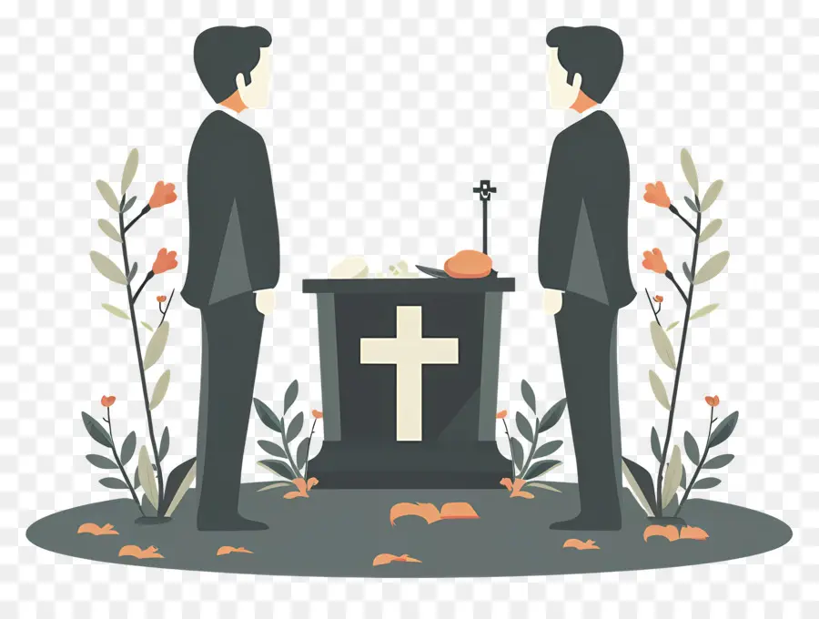 lá rụng - Cặp đôi ở nghĩa địa với những chiếc lá rơi, hoa