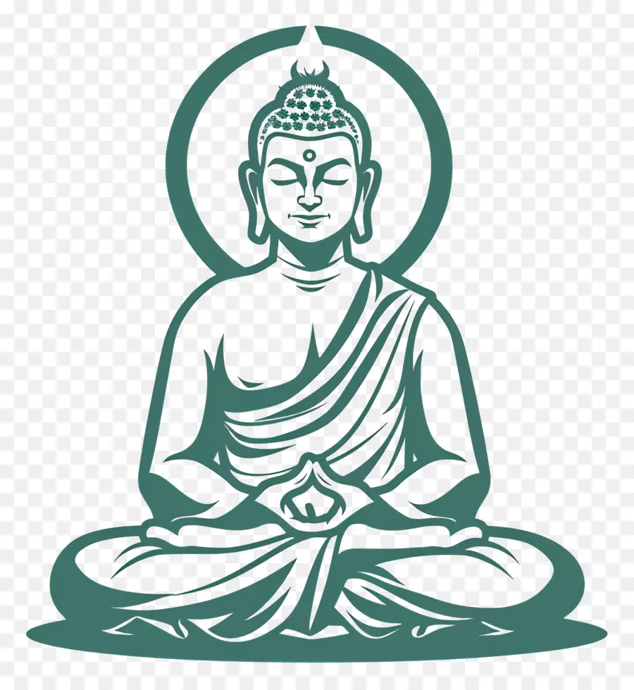 Mahavir Jayanti Buddhism Meditation Posizione Loto Peace spirituale - Figura buddista meditante in tinta verde