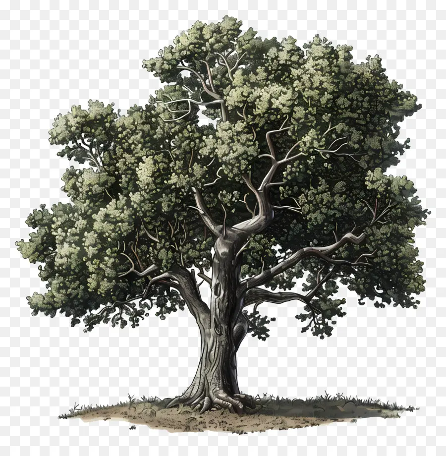 albero di quercia - Grande quercia su area erbosa