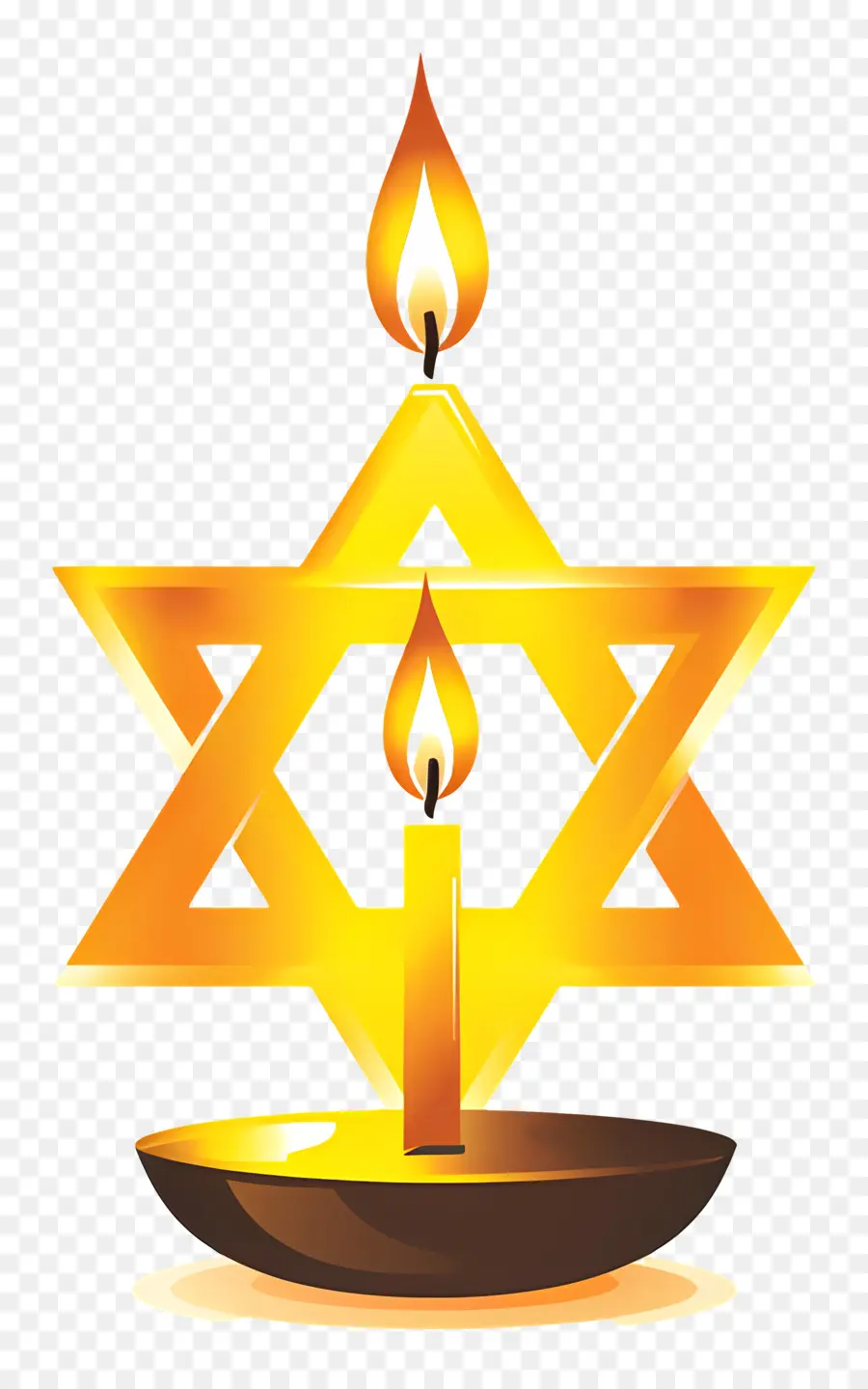 Yom Hashoah Candle Star of David Shadows Lugnoso Luce - Star di David Candle con Golden Glow