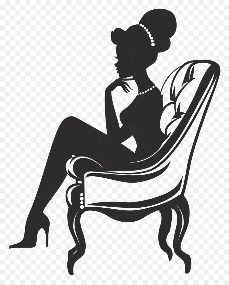barbie silhouette elegant sophisticated woman armchair