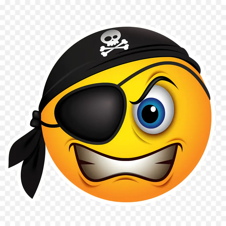 Schädel und gekreuzten Knochen - Smiley -Gesicht mit Augenweichen und Piratenflagge
