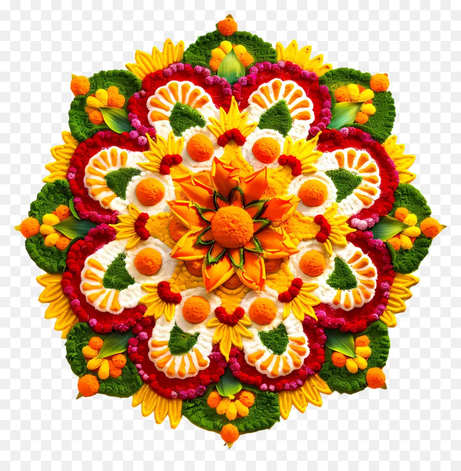 trái cam - Mô hình xoắn ốc đầy màu sắc của trái cây và hoa