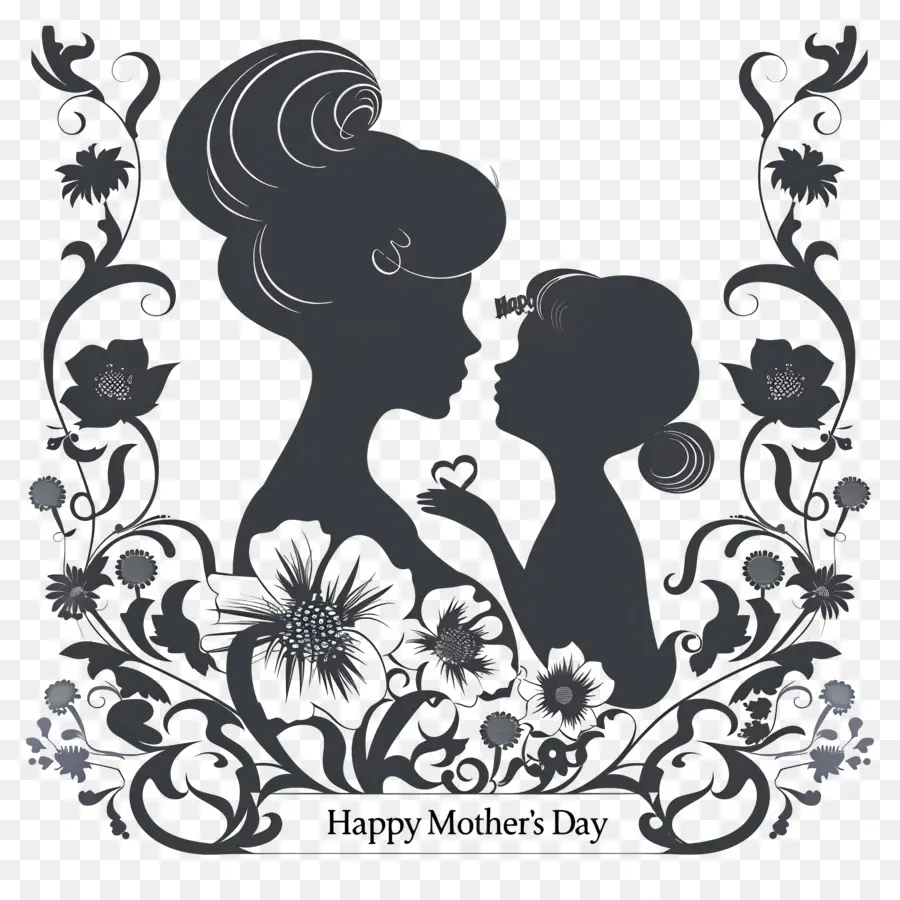CHÚC MỪNG NGÀY CỦA MẸ - Hình bóng của mẹ và con, nền hoa, tình yêu