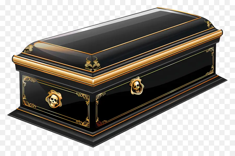 Beerdigung schwarze Sarggoldakzente Trimmgriffe - Schwarzer Sarg mit goldener Ausstattung und Griffe