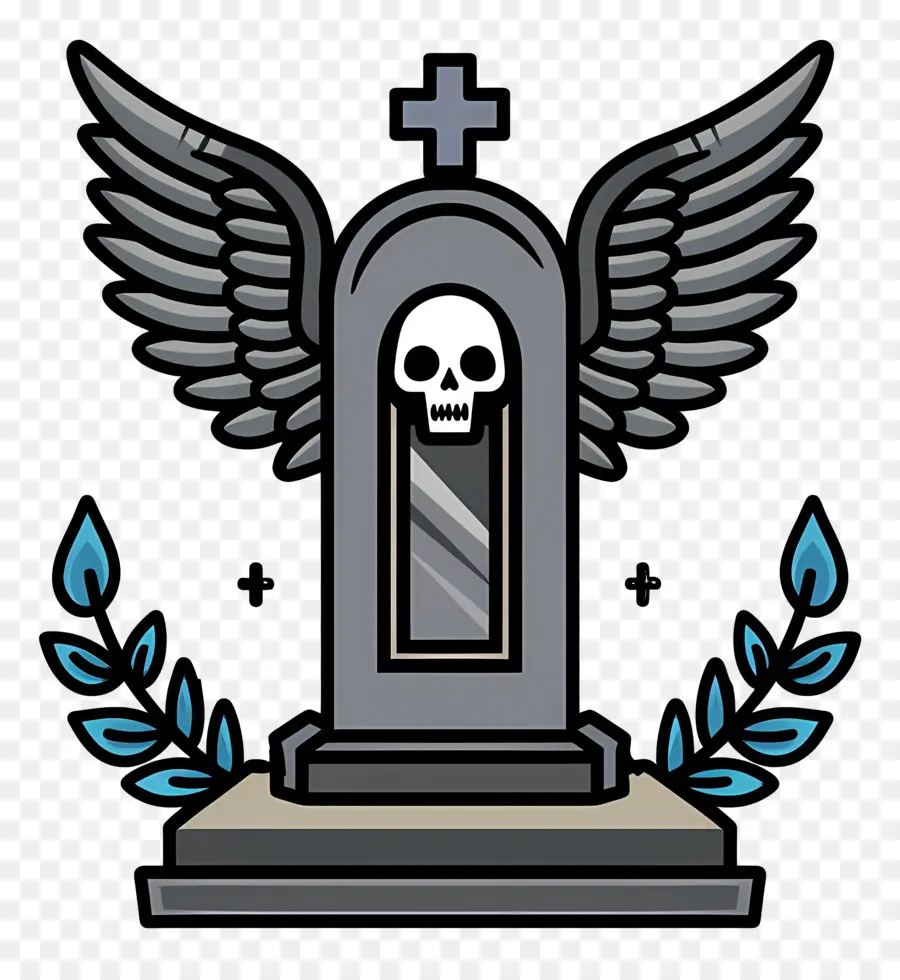 funeral tomb angel skull cross