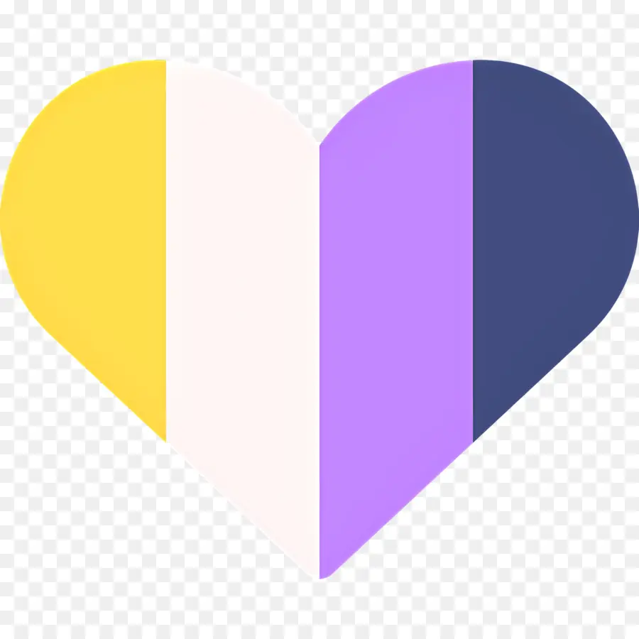 Nicht binäre Flagge Herz blau gelb lila - Abstraktes Herz mit Gradientenfarben auf schwarzem Hintergrund