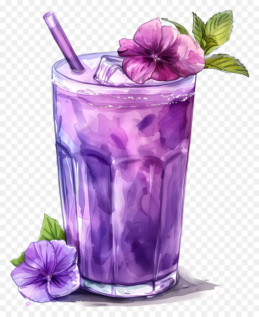 Solkadhi trinken lila Getränke Blumen glatte Textur rosa und weiß - Lila Getränk mit schwimmenden Blumen, glatte Textur