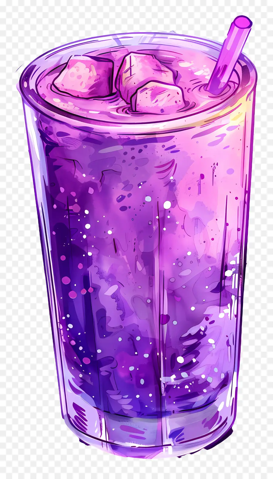 Solkadhi Drink bere viola succo di soda cubetti di ghiaccio - Bevanda viola con cubetti di ghiaccio e paglia