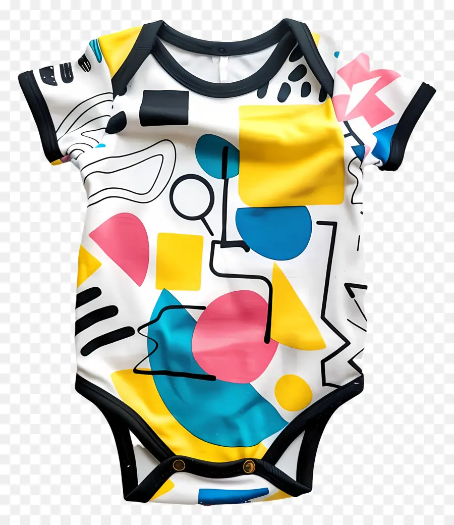 abstrakte Formen - Geometrischer abstrakter Babybodysuit mit handbemaltem Design