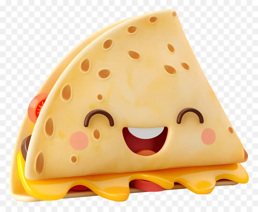 3D Cartoon Food Taco Cartoon süß kindlich - Happy Taco mit Käsescheibe und Biss