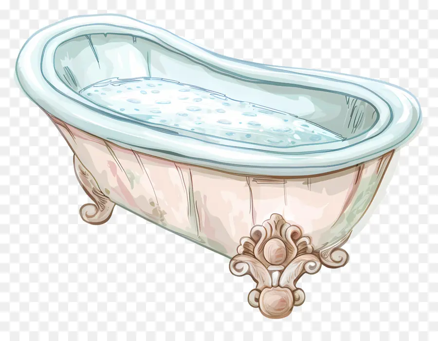 bồn tắm em bé bồn tắm gỗ claw feet bồn tắm nước bọt trang trí công phu - Bồn tắm gỗ nhỏ với chân trắng, nước bọt