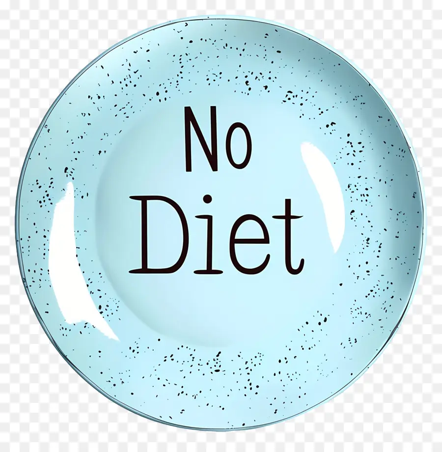 International No Diet Day Blue Ceramic Plate No diet Diet White Text Letters - Piatto in ceramica blu senza 