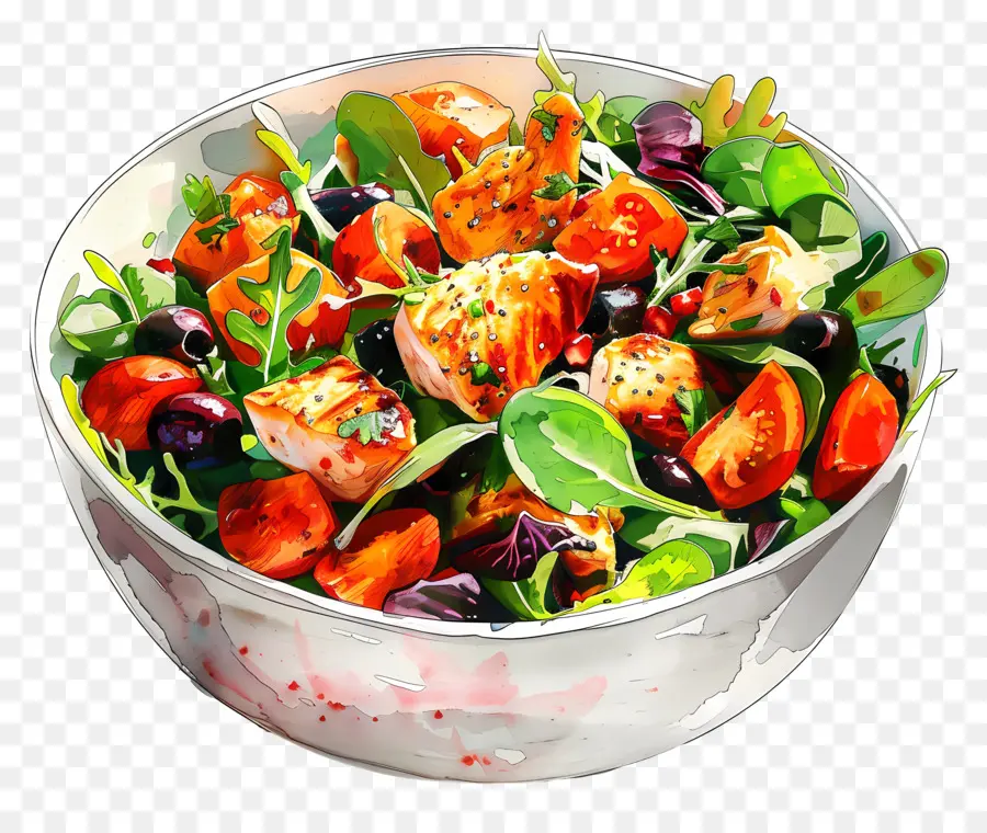 Salat - Farbenfroher, vielfältiger Salat mit cremiger Ranch -Dressing