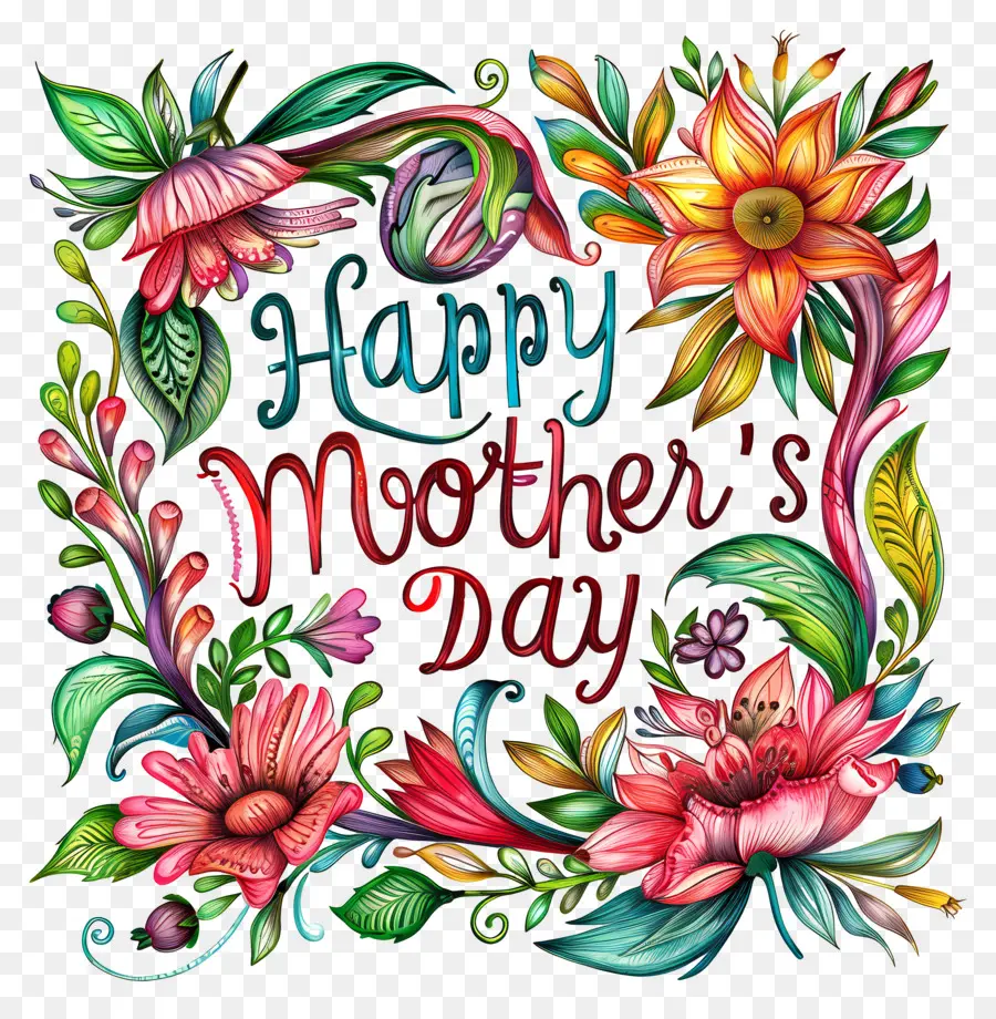 FELICE FESTA DELLA MAMMA - Frame floreale colorato con 'Giornata della mamma felice