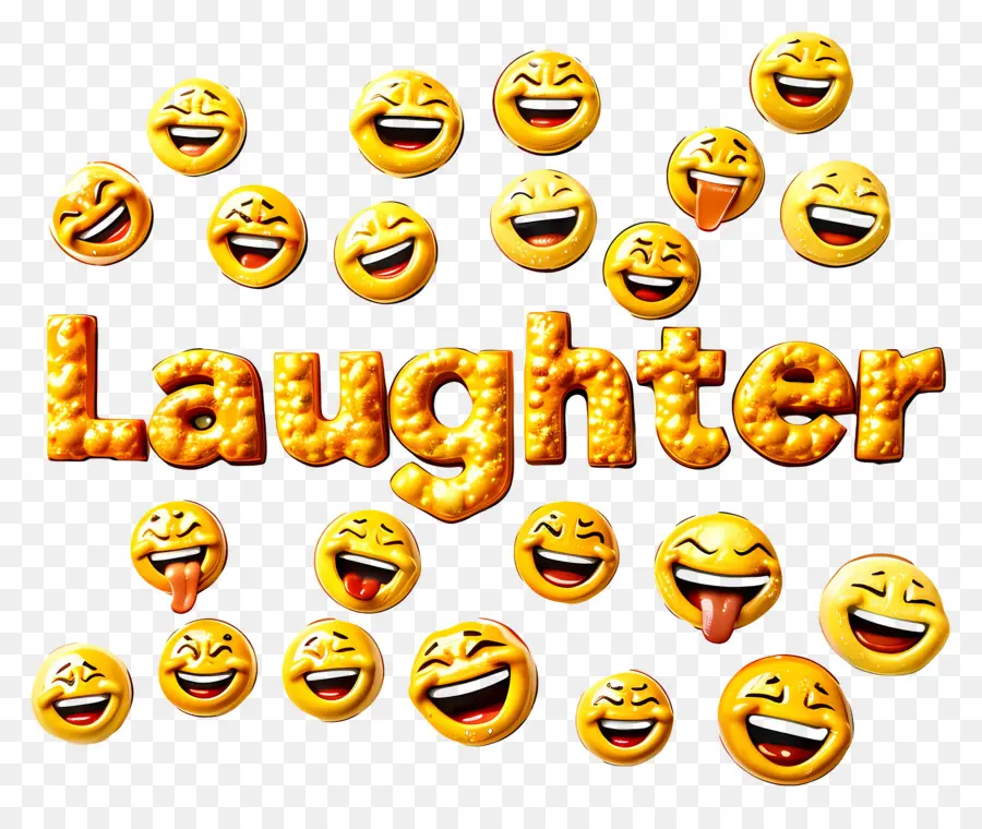 Emojiconi del giorno della risata mondiale Smiling Expressions Collage - Collage di emojicon sorridenti su sfondo nero