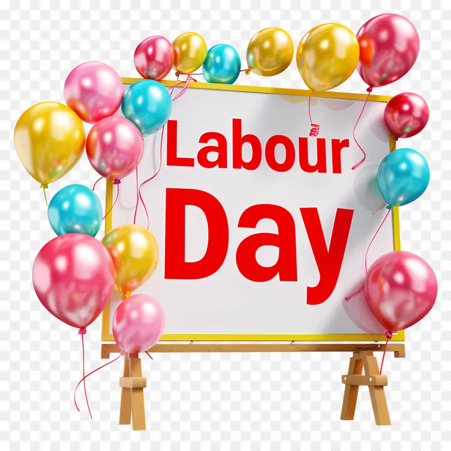 La Festa Del Lavoro - Segno colorato della Giornata del lavoro con palloncini