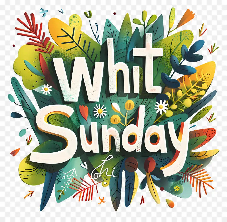 whit sunday white sunday letter w colorful leaves