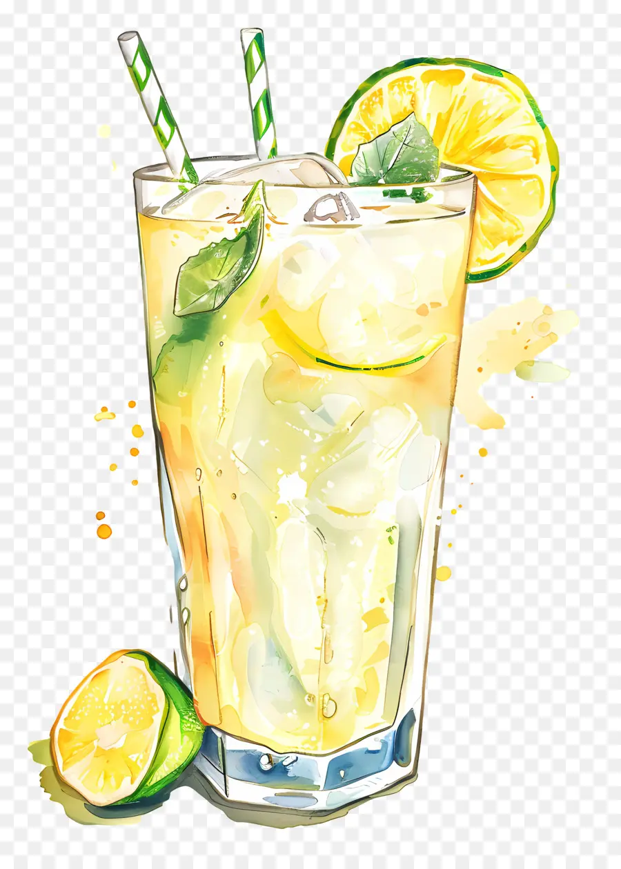 Sommer cocktail - Gemälde von Mojito -Getränk mit Limettenscheiben
