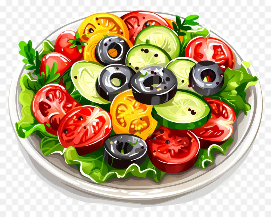 veggie salad vegetable salad vinaigrette dressing mixed greens tomato cucumber salad
