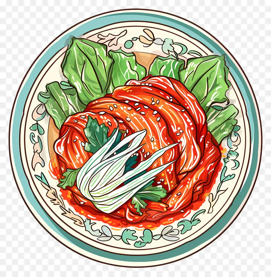 Salat - Fleischschale mit roter Sauce und Salat